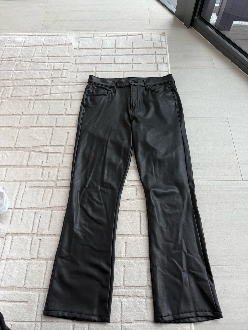 MOTHER Black Faux Leather Pants